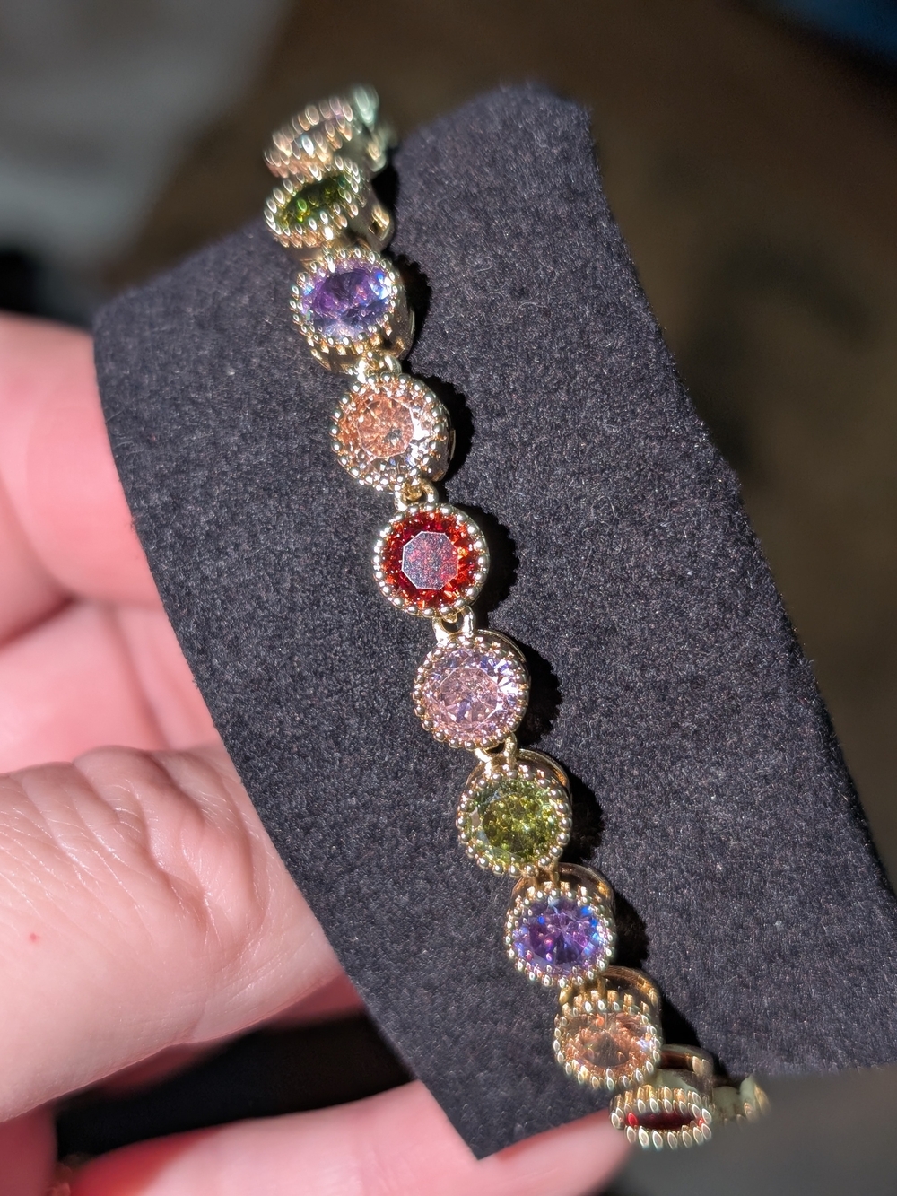 Gold Multicolor Round Stone Tennis Bracelet - Women Jewelry